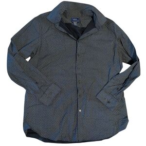 APT 9 Black And White Geometric Print Long Sleeve Button Down Shirt